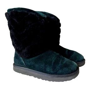 Ugg Black Faux Fur Boots Size Womens 7